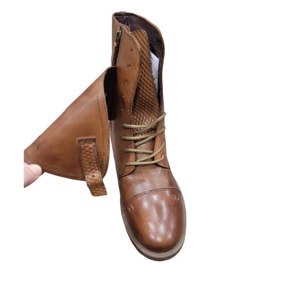 NEW Bedstu Womens Roan Deception Leather Wrap Over Combat Boots Size 8.5 Tan - Picture 8 of 9